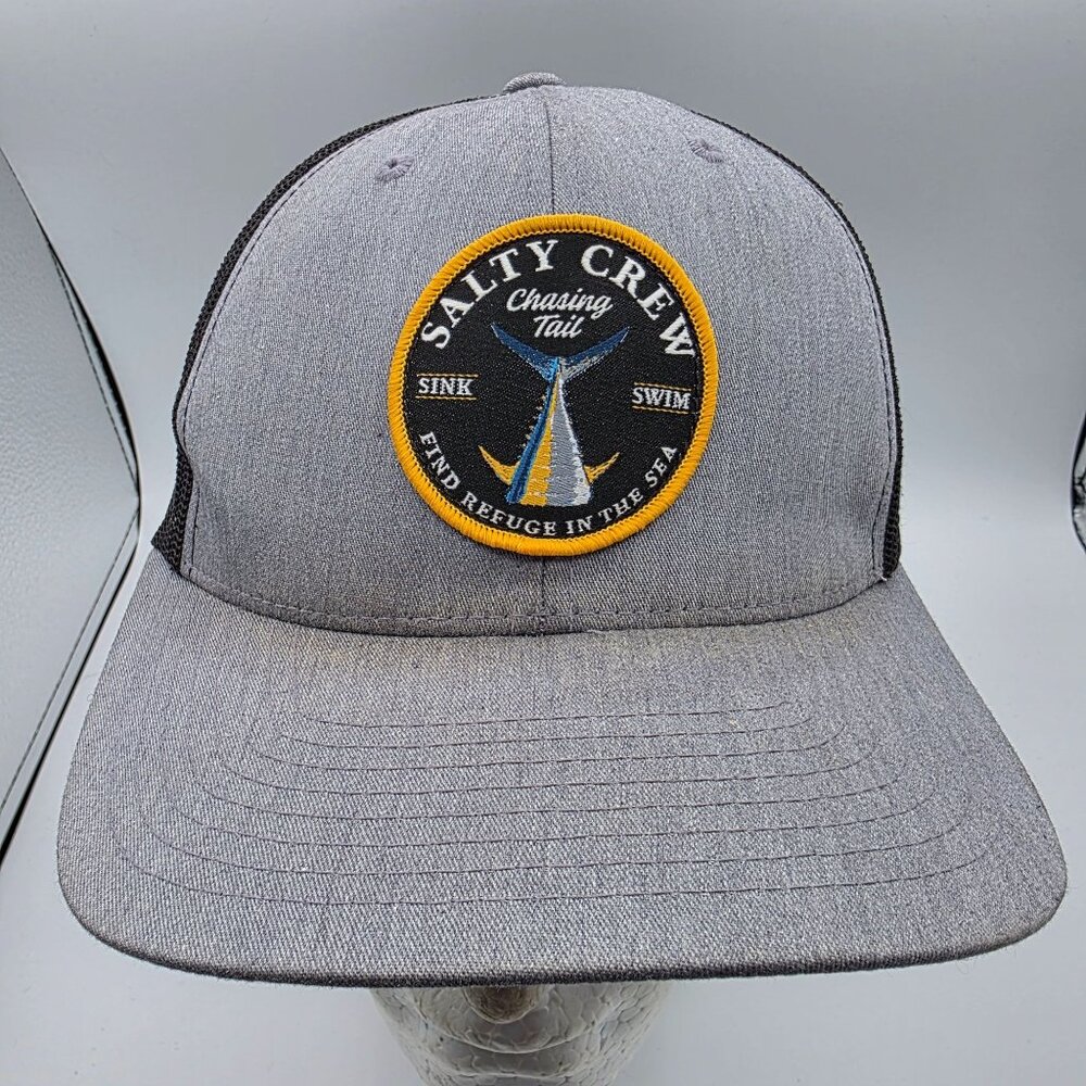 Salty Crew Bottom Dweller Retro Mens Gray Trucker Hat Fishing Outdoors Casual